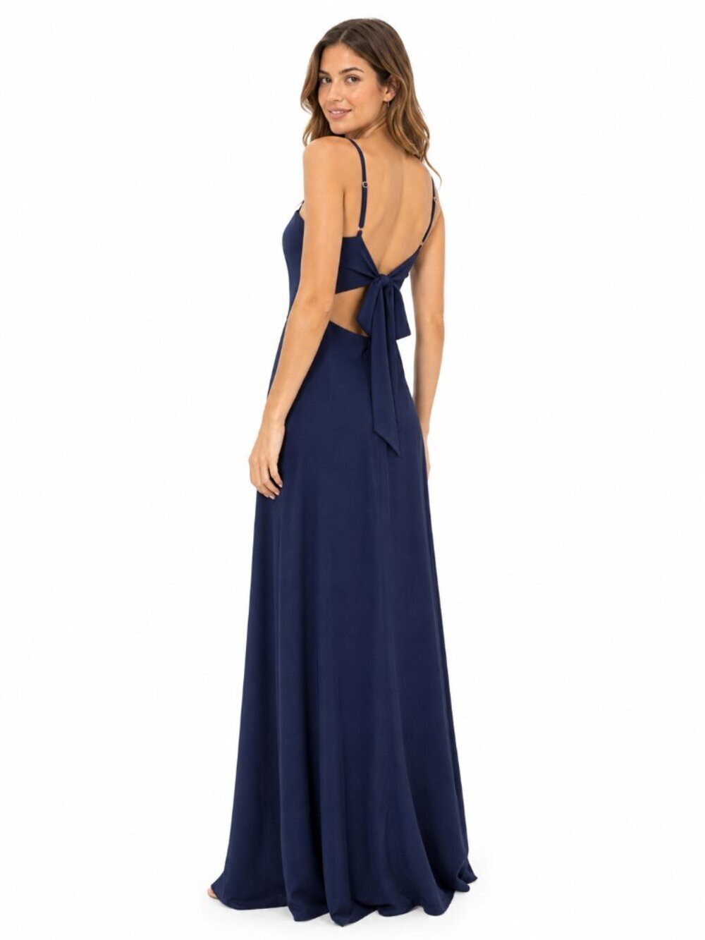 Show Me Your Mumu Lauren Tie Maxi Dress Navy Blue Small